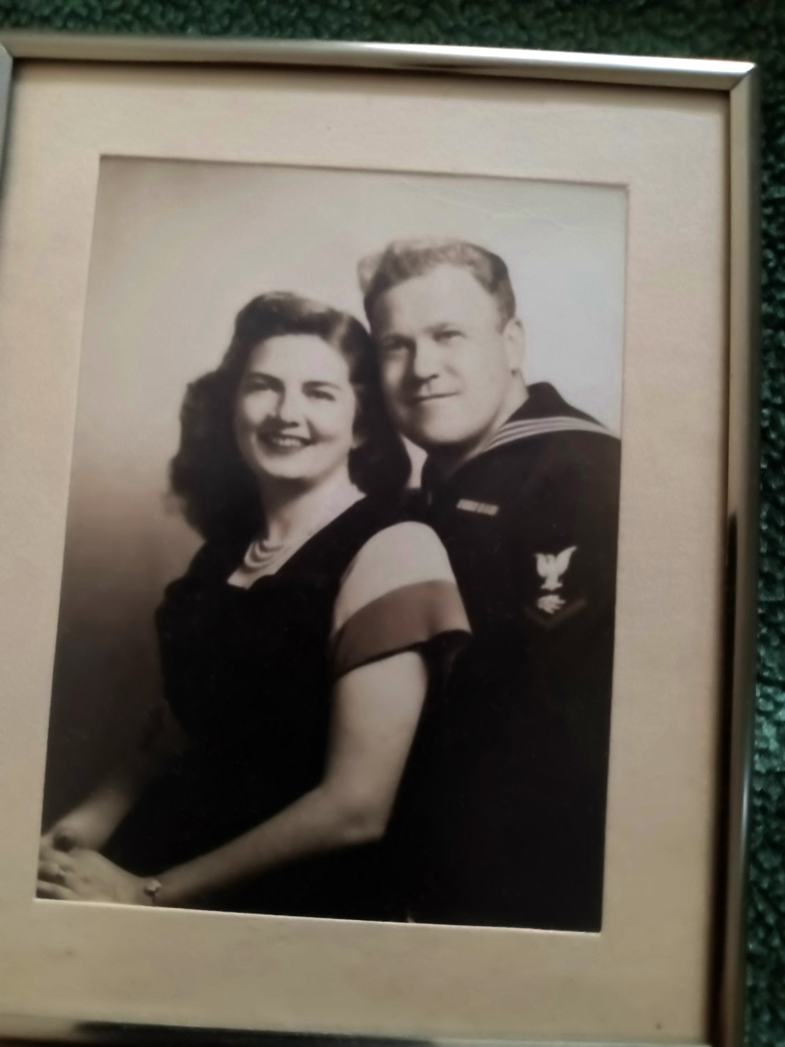 The writer’s parents in the waning days of World War II, with his Dad in his Navy uniform. They were married June 1945, two months before VJ Day.